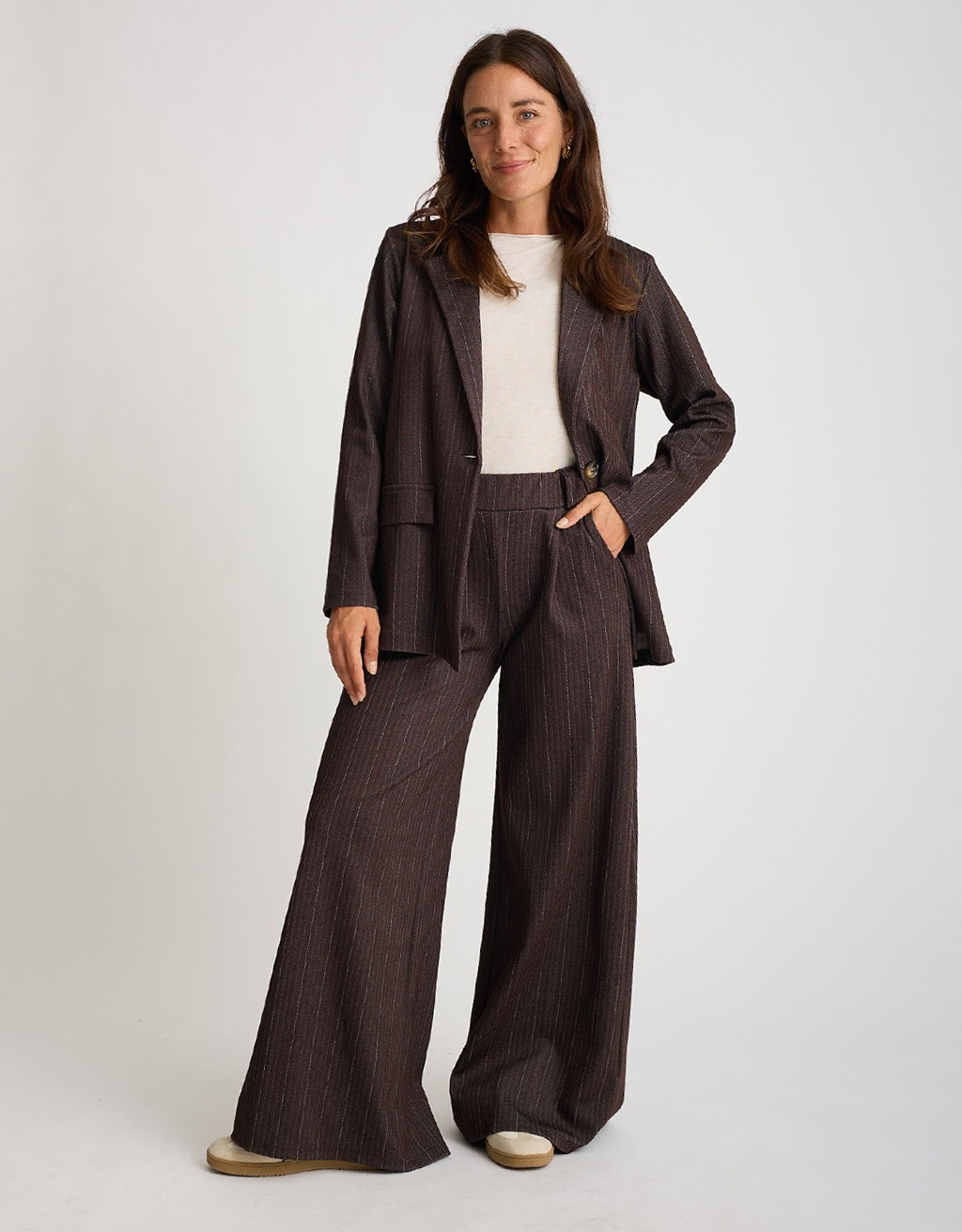 Blazer Gessato Effetto Denim
