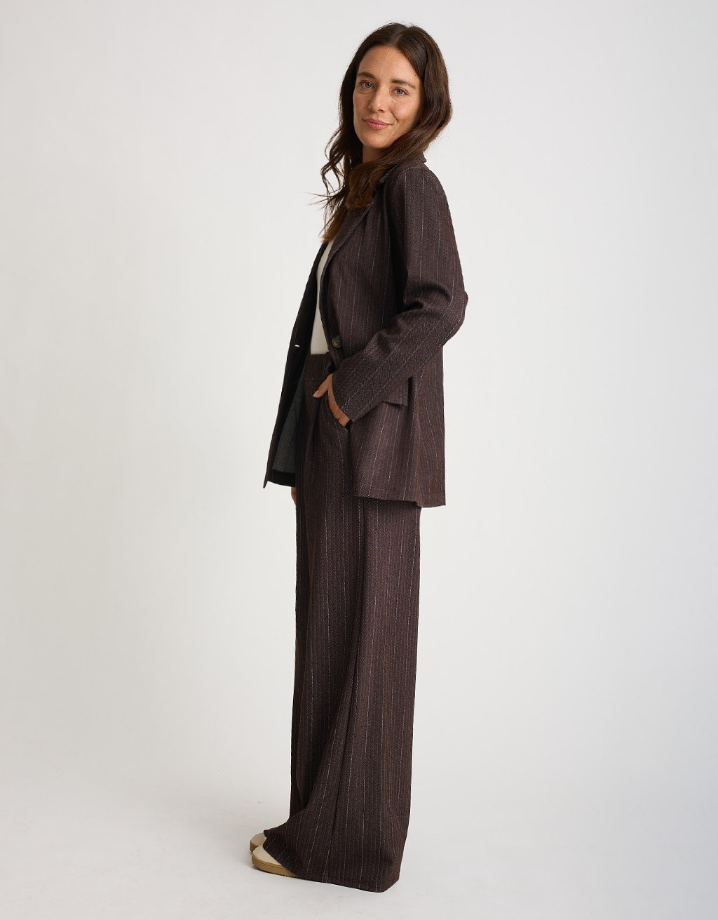 Blazer Gessato Effetto Denim