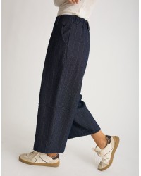 Pantalone Baloon Crop Gessato Effetto Denim