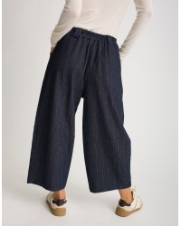 Pantalone Baloon Crop Gessato Effetto Denim