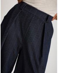 Pantalone Baloon Crop Gessato Effetto Denim