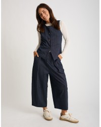 Pantalone Baloon Crop Gessato Effetto Denim