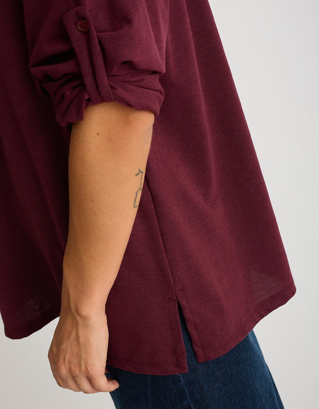 Maglia Over Melange Manica Roll-Up
