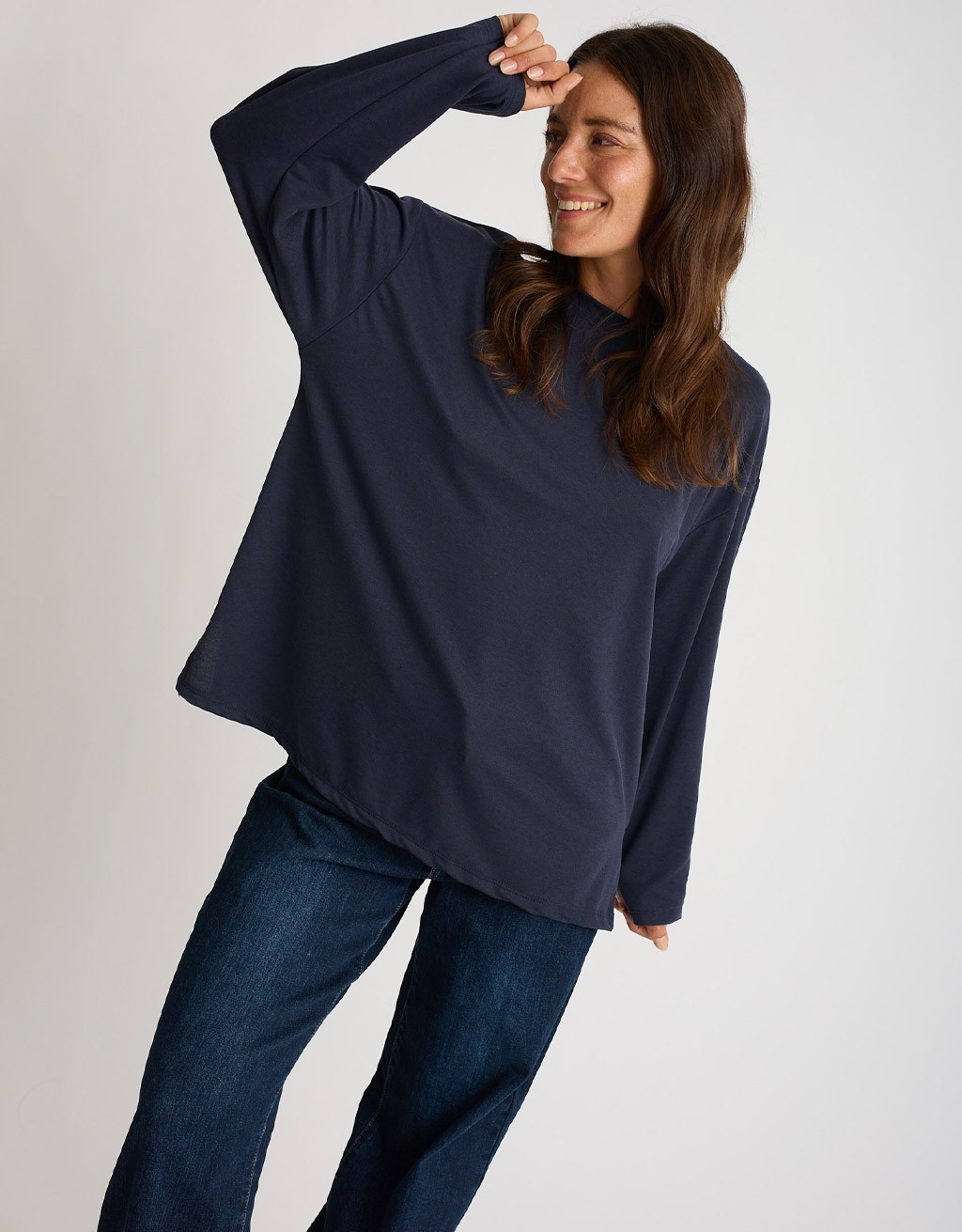 Maglia Over Melange Manica Roll-Up