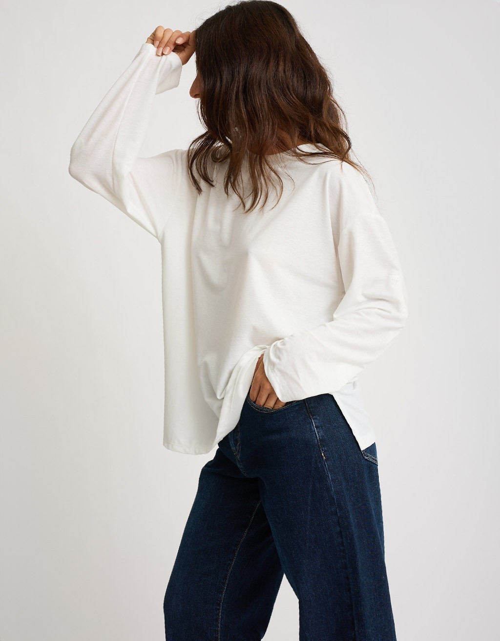Maglia Over Melange Manica Roll-Up