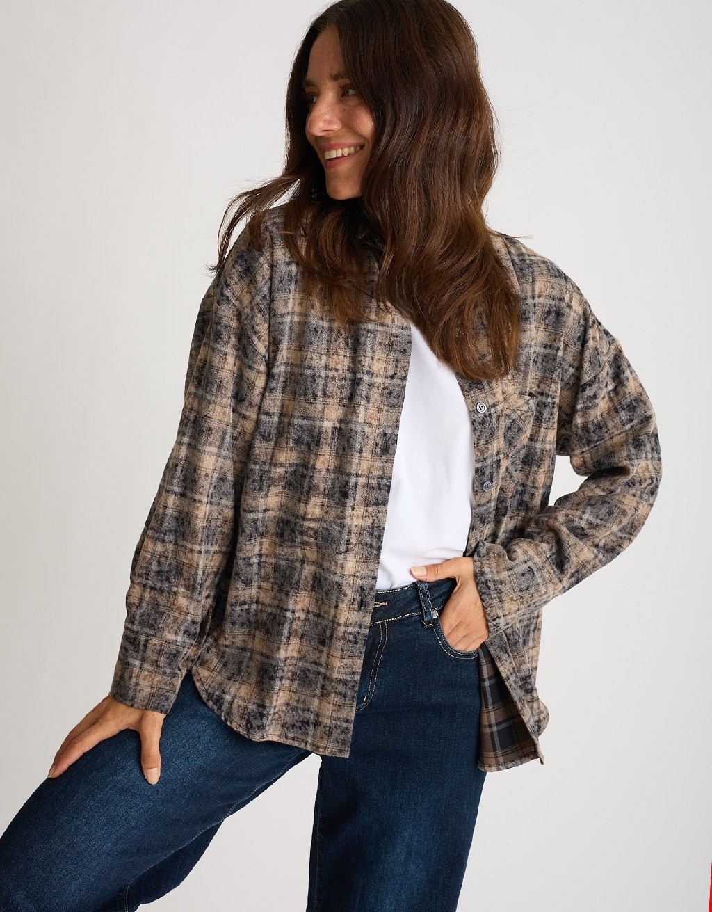 Camicia Over Cotone Quadri