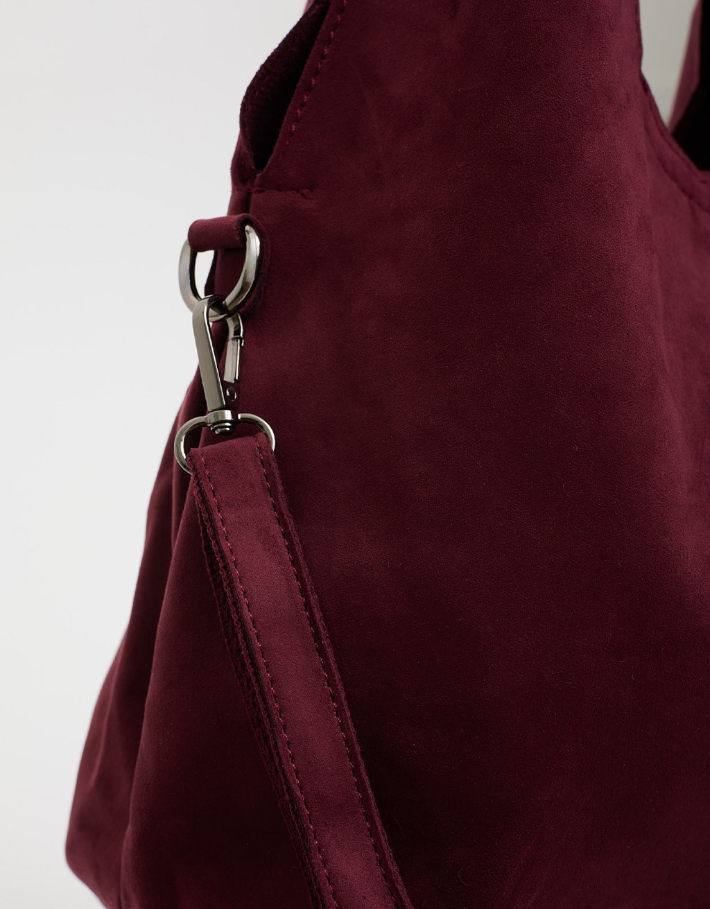 Borsa a Spalla Tessuto Effetto Suede con Pochette Interna