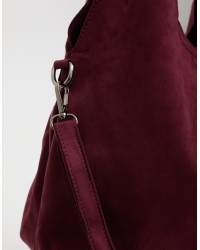 Borsa a Spalla Tessuto Effetto Suede con Pochette Interna