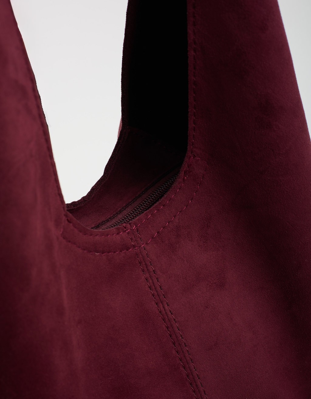 Borsa a Spalla Tessuto Effetto Suede con Pochette Interna