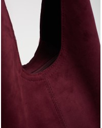 Borsa a Spalla Tessuto Effetto Suede con Pochette Interna