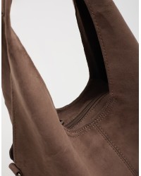 Borsa a Spalla Tessuto Effetto Suede con Pochette Interna