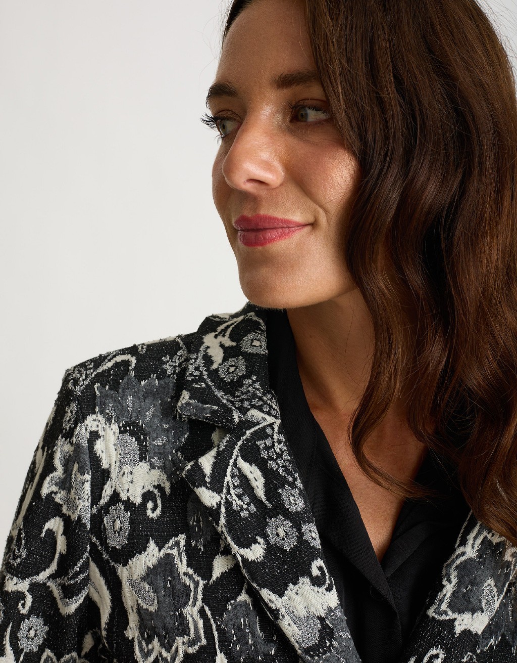 Giacca Jacquard Floreale Lurex