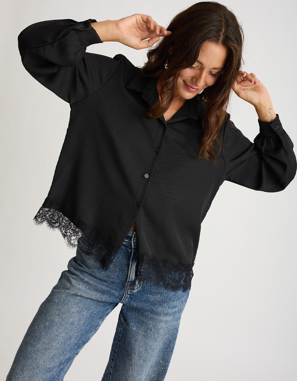 Camicia Fluida Pizzo Fondo
