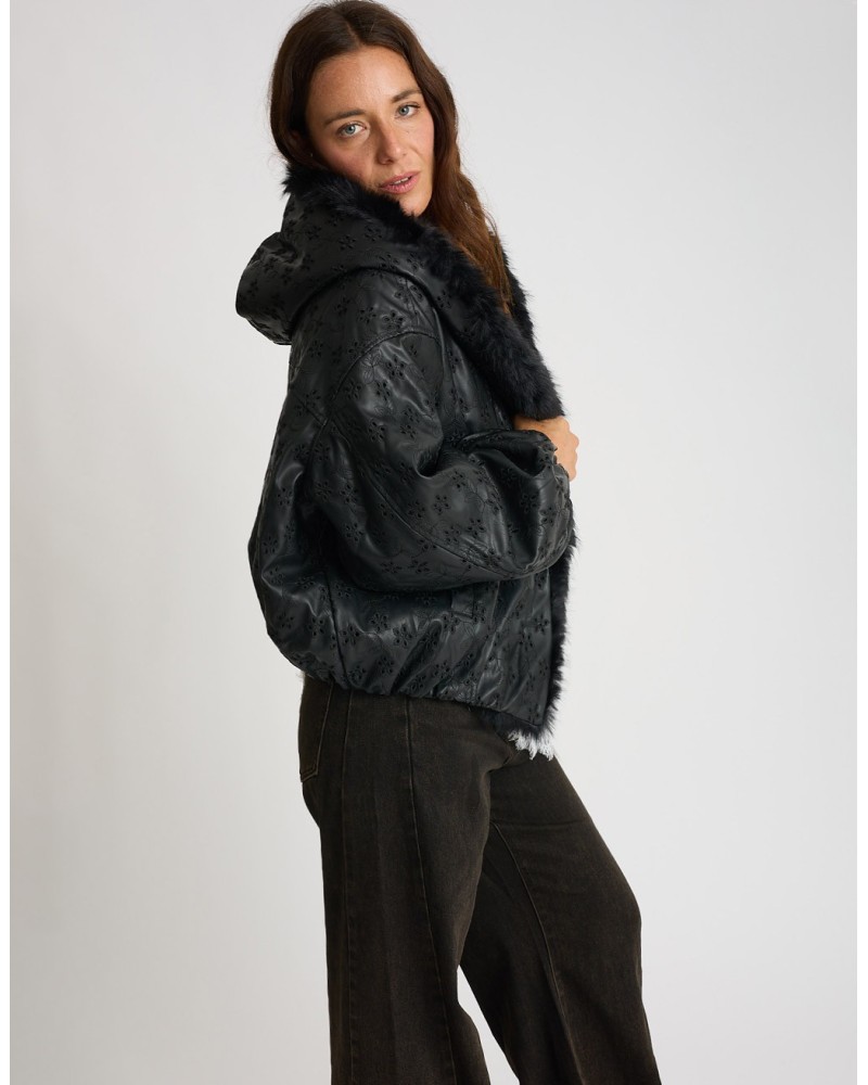 Bomber Dubleface Finta Pelle E Pelliccia