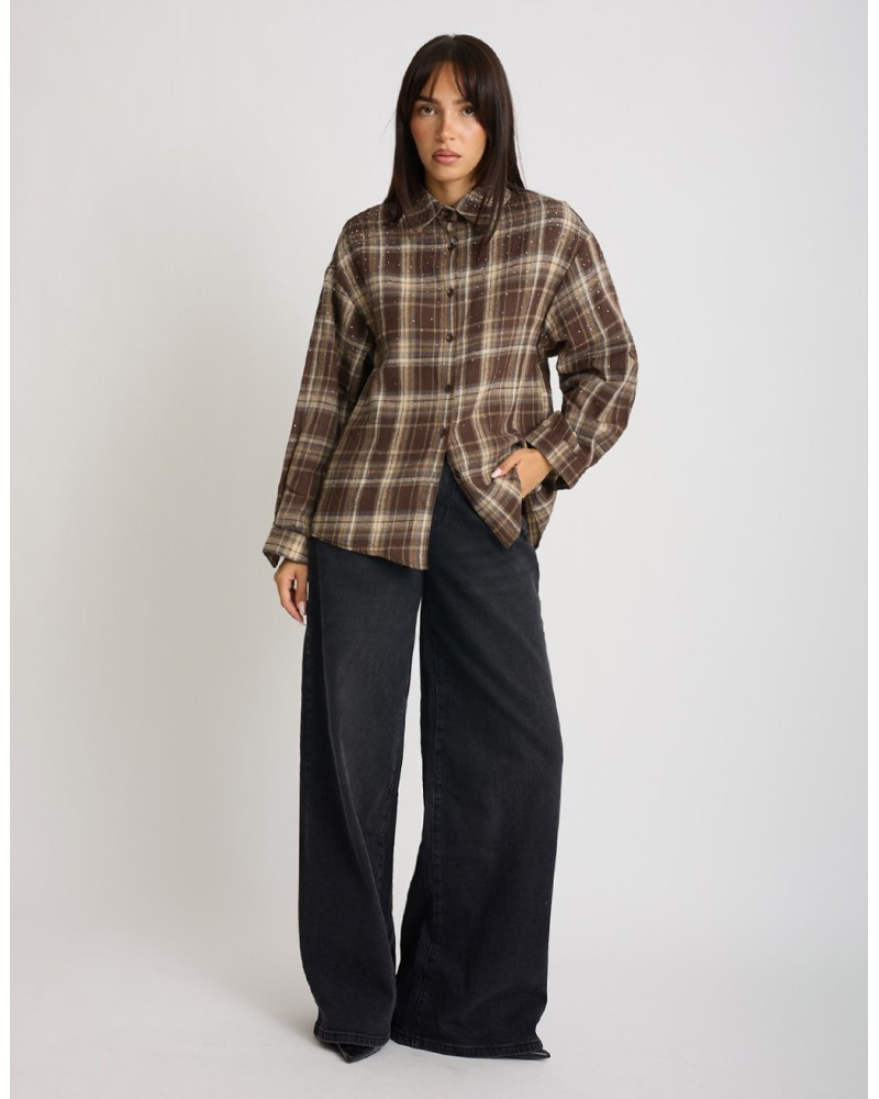 Camicia Quadro Strass