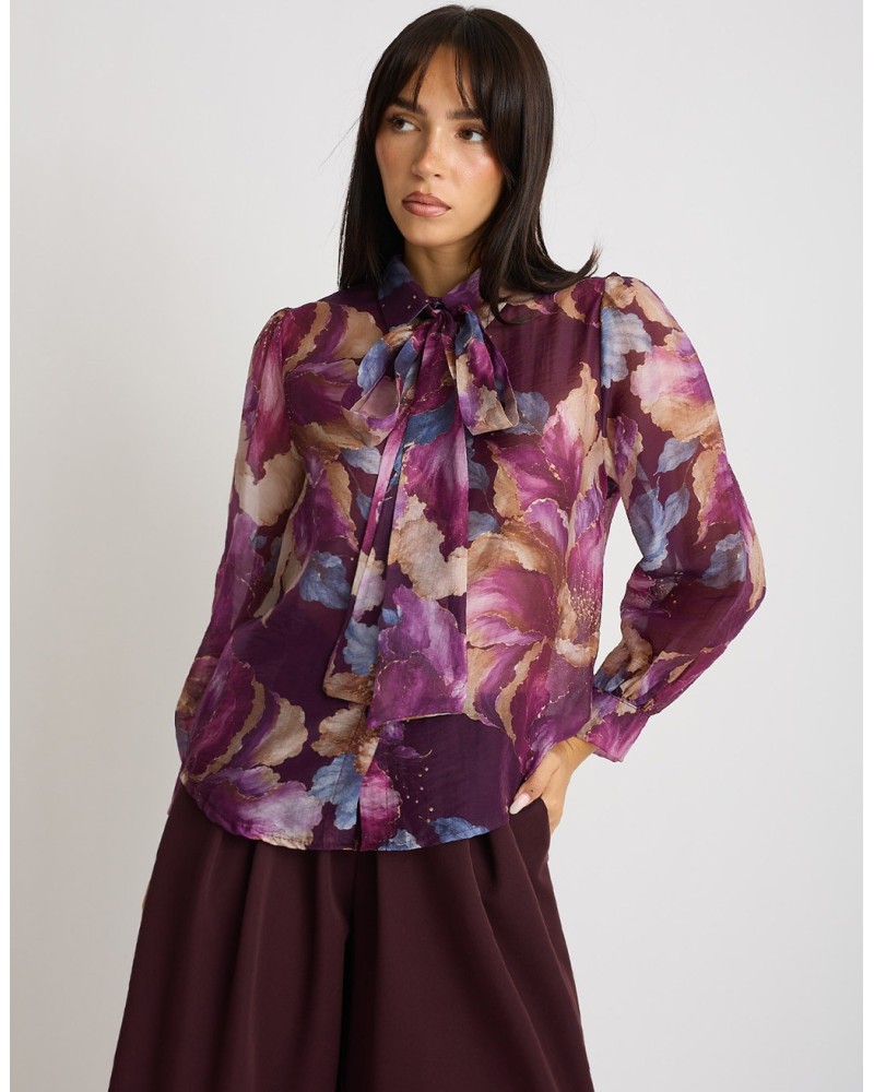 Camicia Fiocco Tencel Fantasia