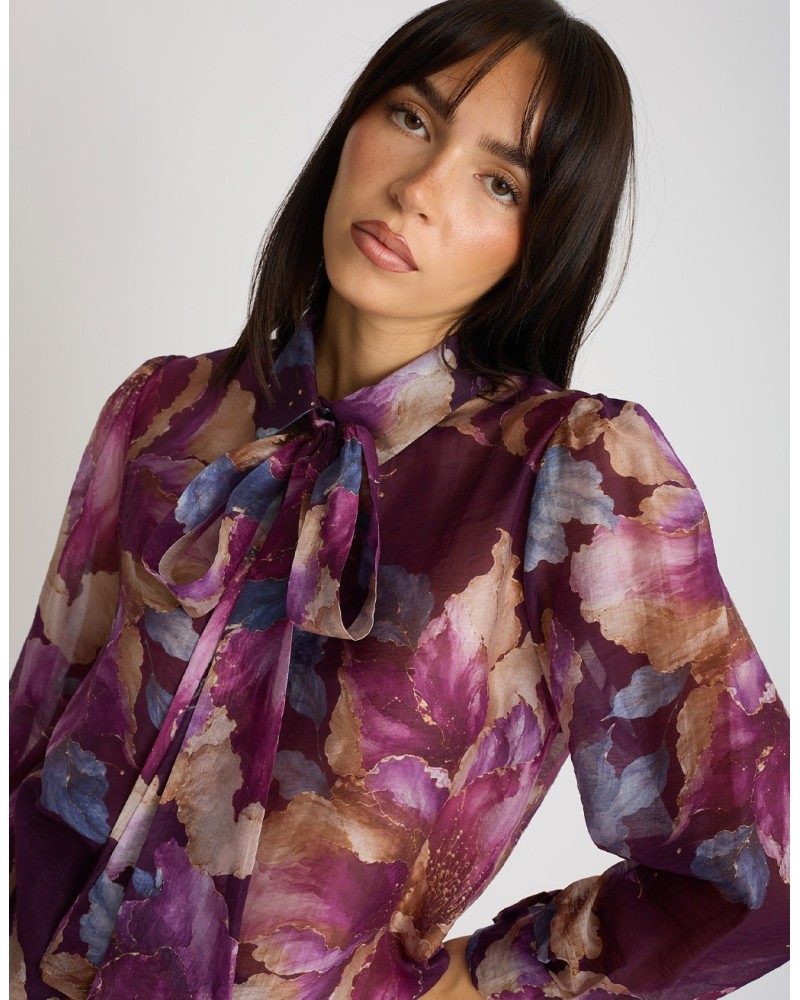 Camicia Fiocco Tencel Fantasia
