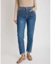 Jeans Mom Fit Strass