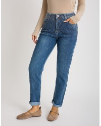Jeans Mom Fit Strass