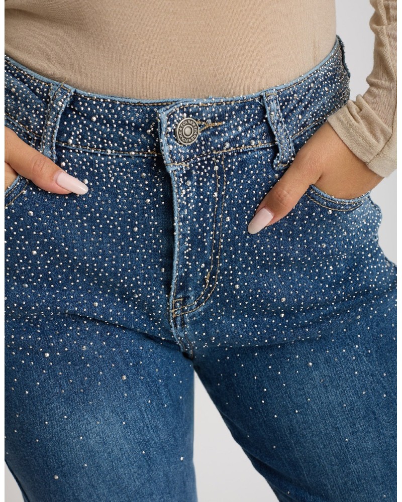 Jeans Mom Fit Strass