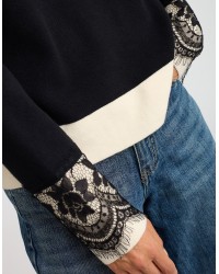 Maglioncino Bicolore Inserti Pizzo
