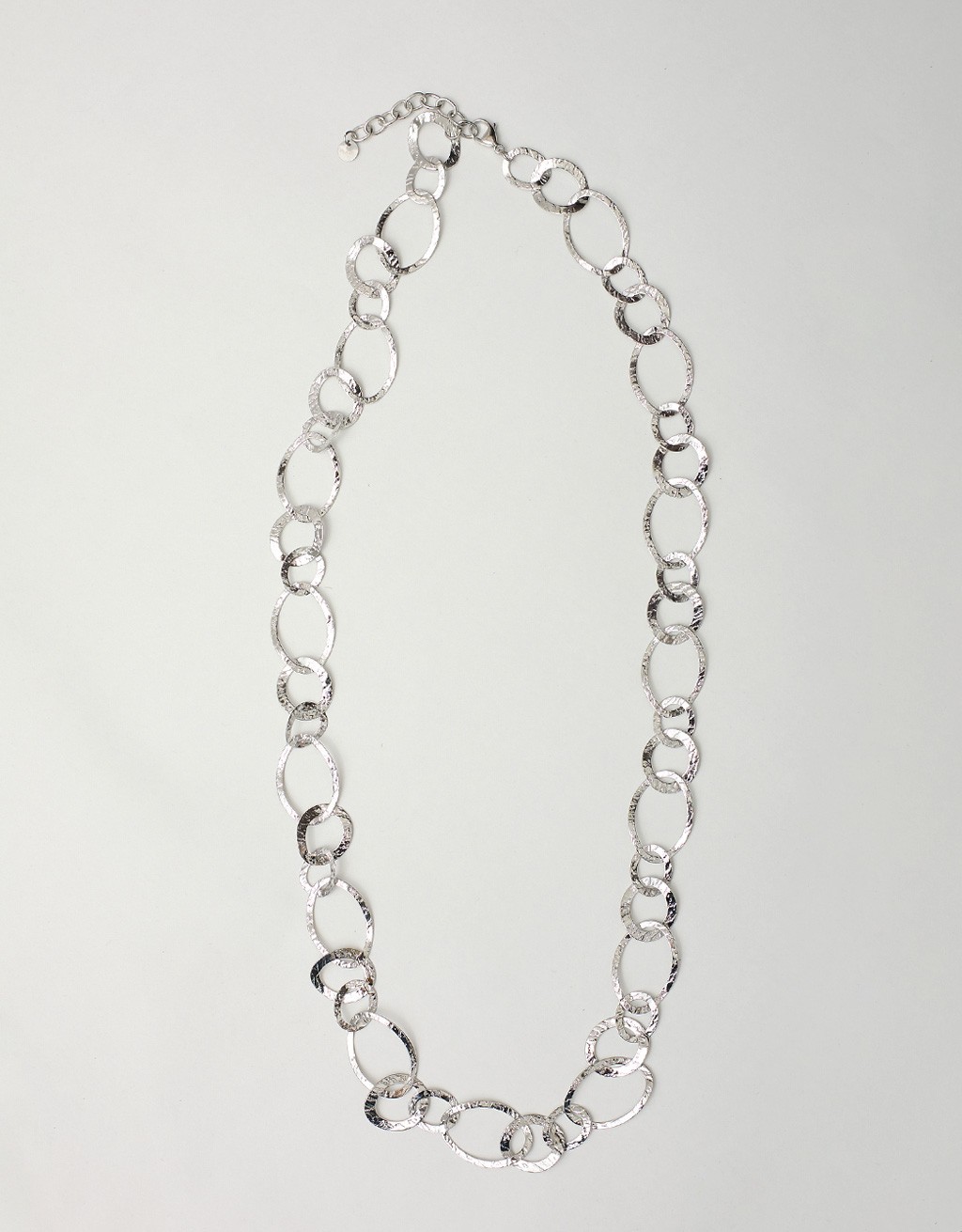 Collana Lunga Acciaio Anelli Martellati