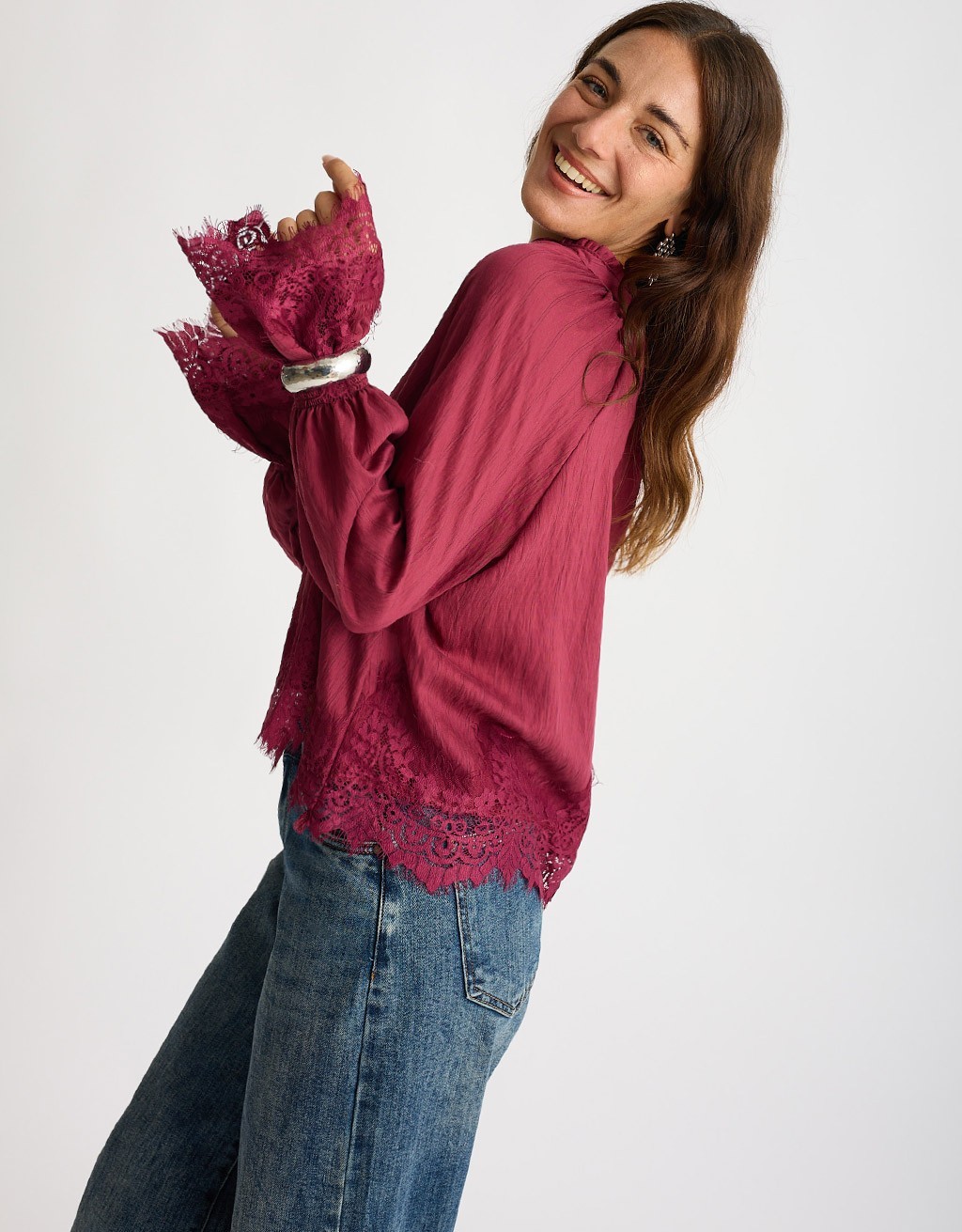 Camicetta Tencel Lino Inserti Pizzo