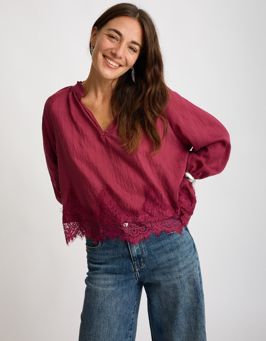 Camicetta Tencel Lino Inserti Pizzo