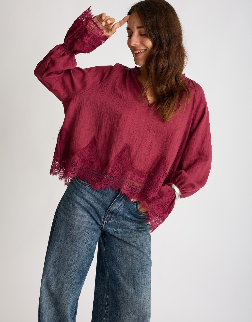Camicetta Tencel Lino Inserti Pizzo