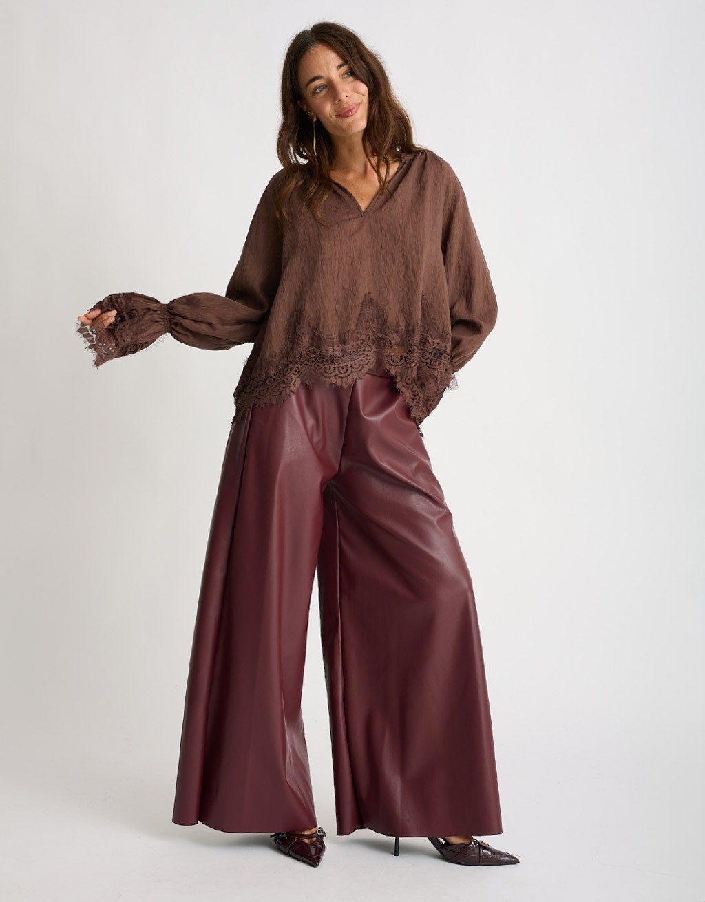 Camicetta Tencel Lino Inserti Pizzo