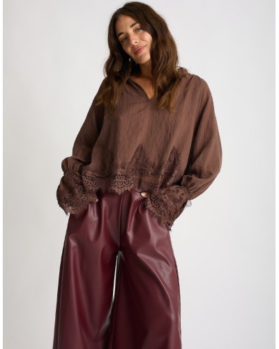 Camicetta Tencel Lino Inserti Pizzo