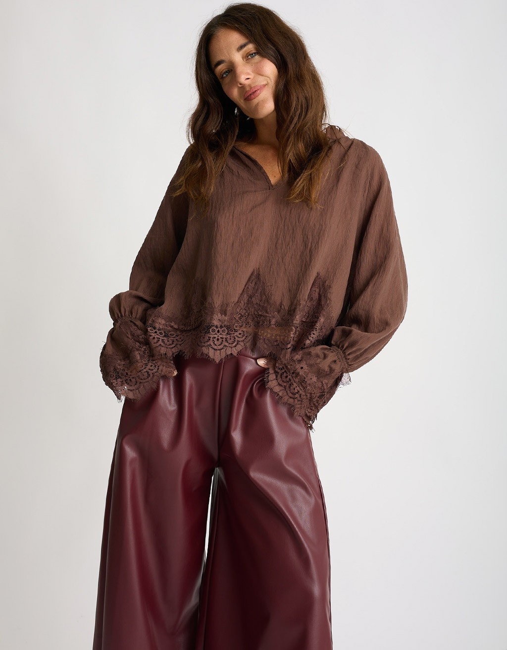 Camicetta Tencel Lino Inserti Pizzo