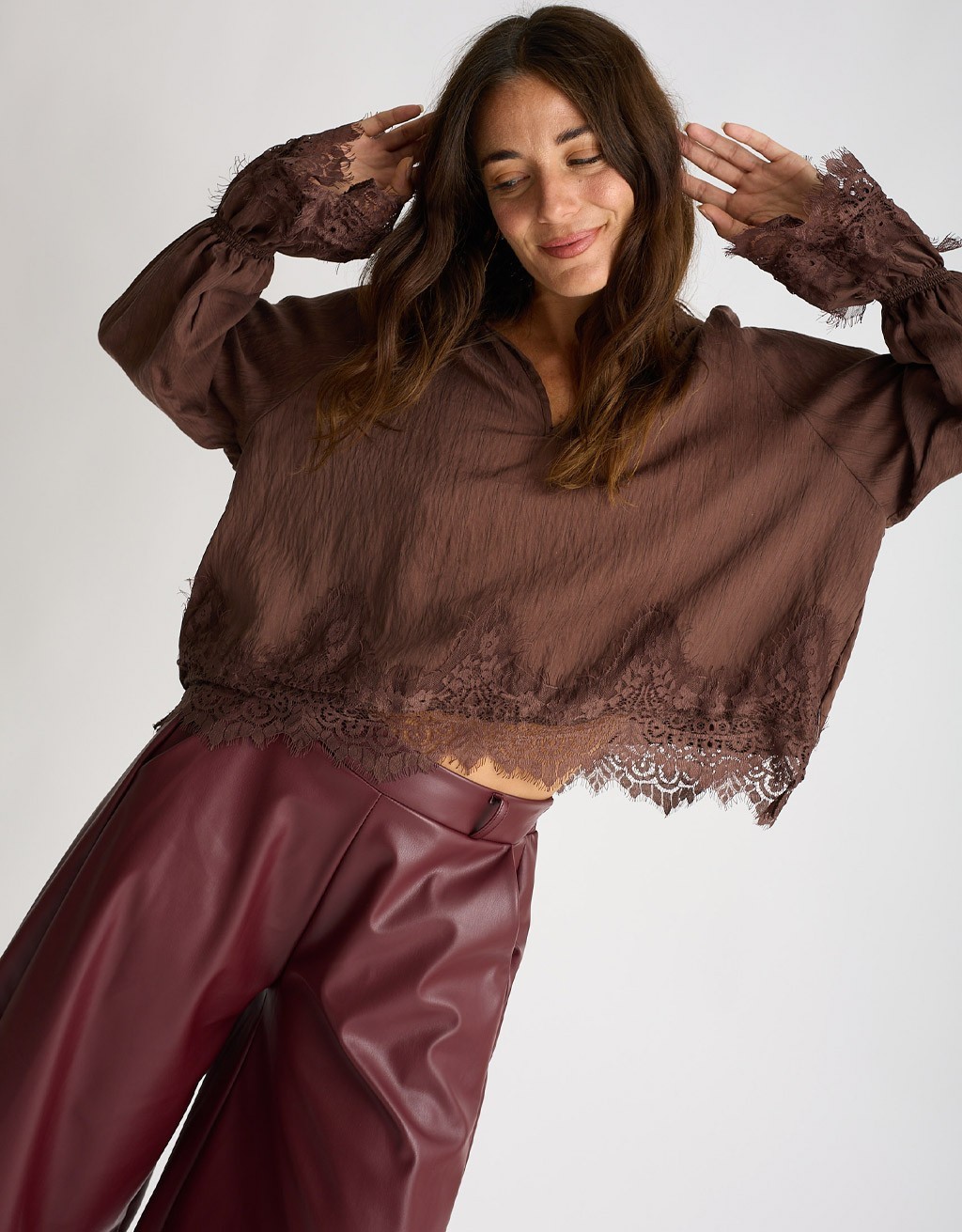 Camicetta Tencel Lino Inserti Pizzo