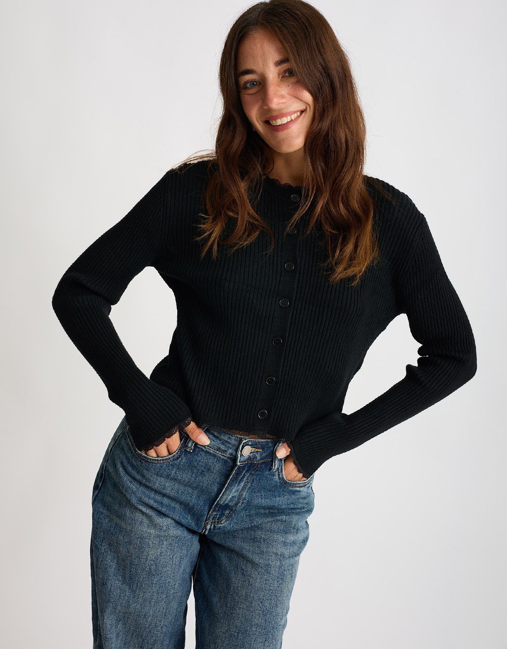 Cardigan Costine inserti Pizzo