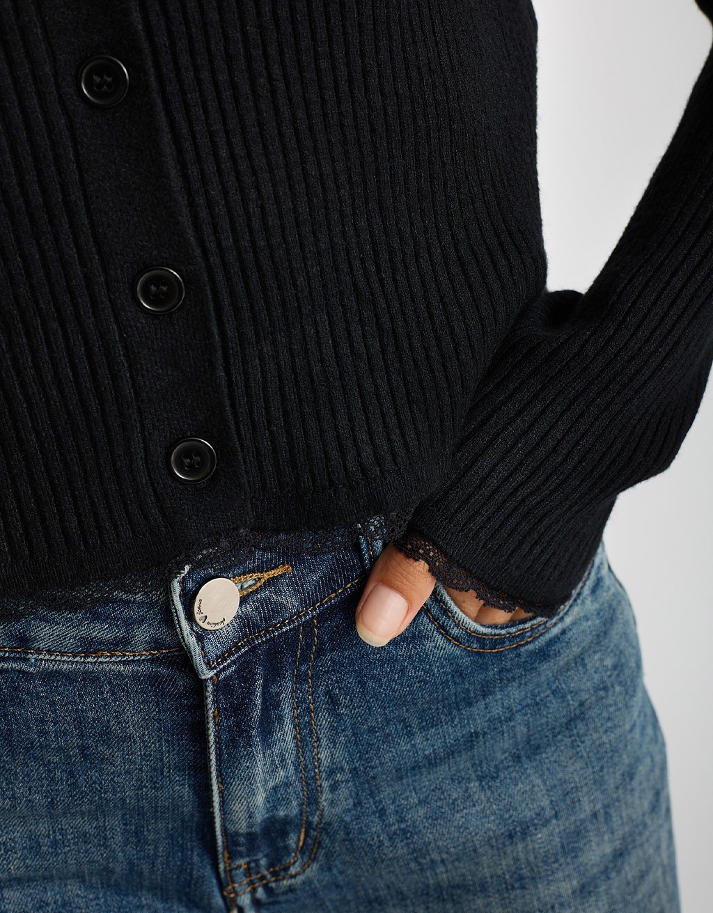 Cardigan Costine inserti Pizzo