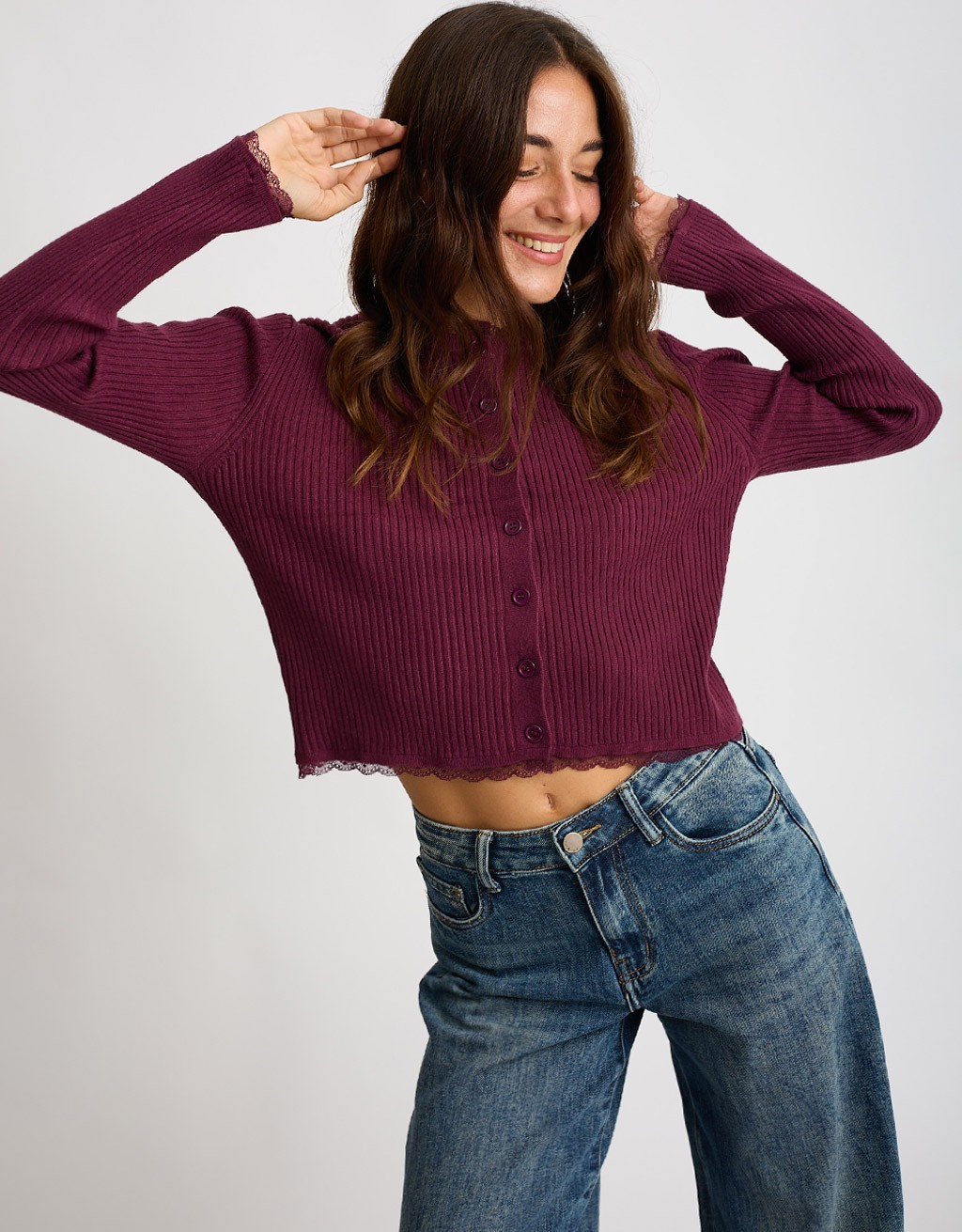 Cardigan Costine inserti Pizzo