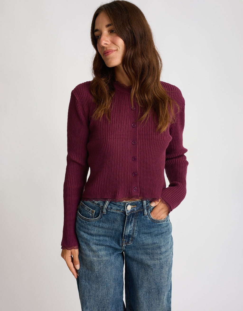 Cardigan Costine inserti Pizzo