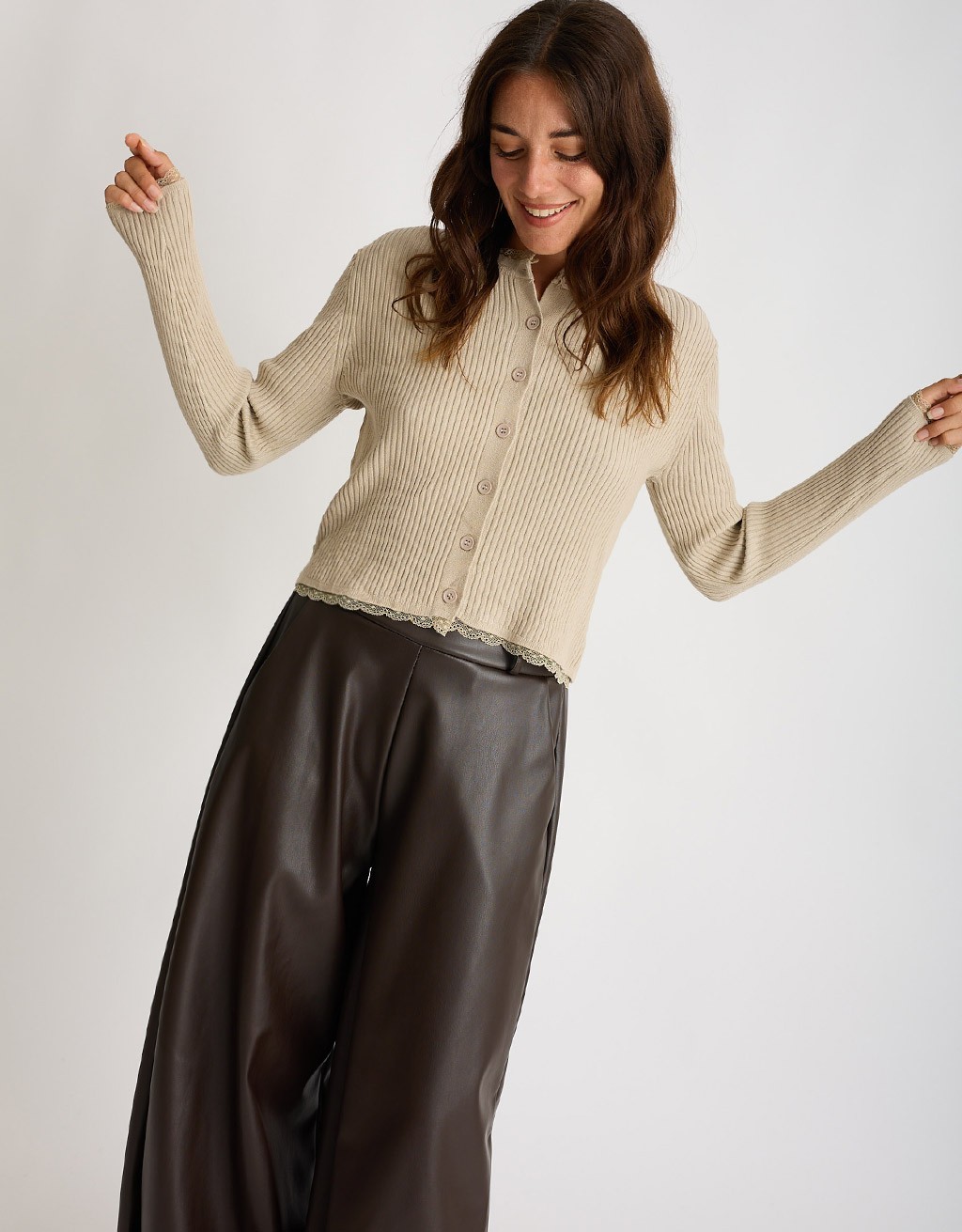 Cardigan Costine inserti Pizzo