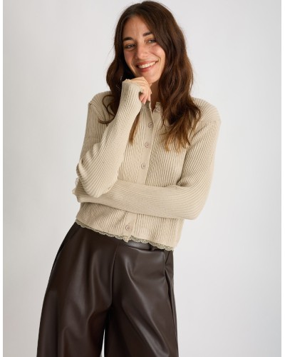 Cardigan Costine inserti Pizzo