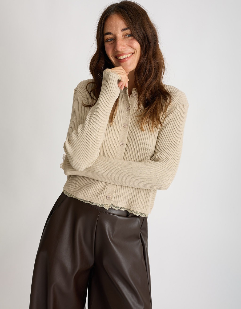 Cardigan Costine inserti Pizzo
