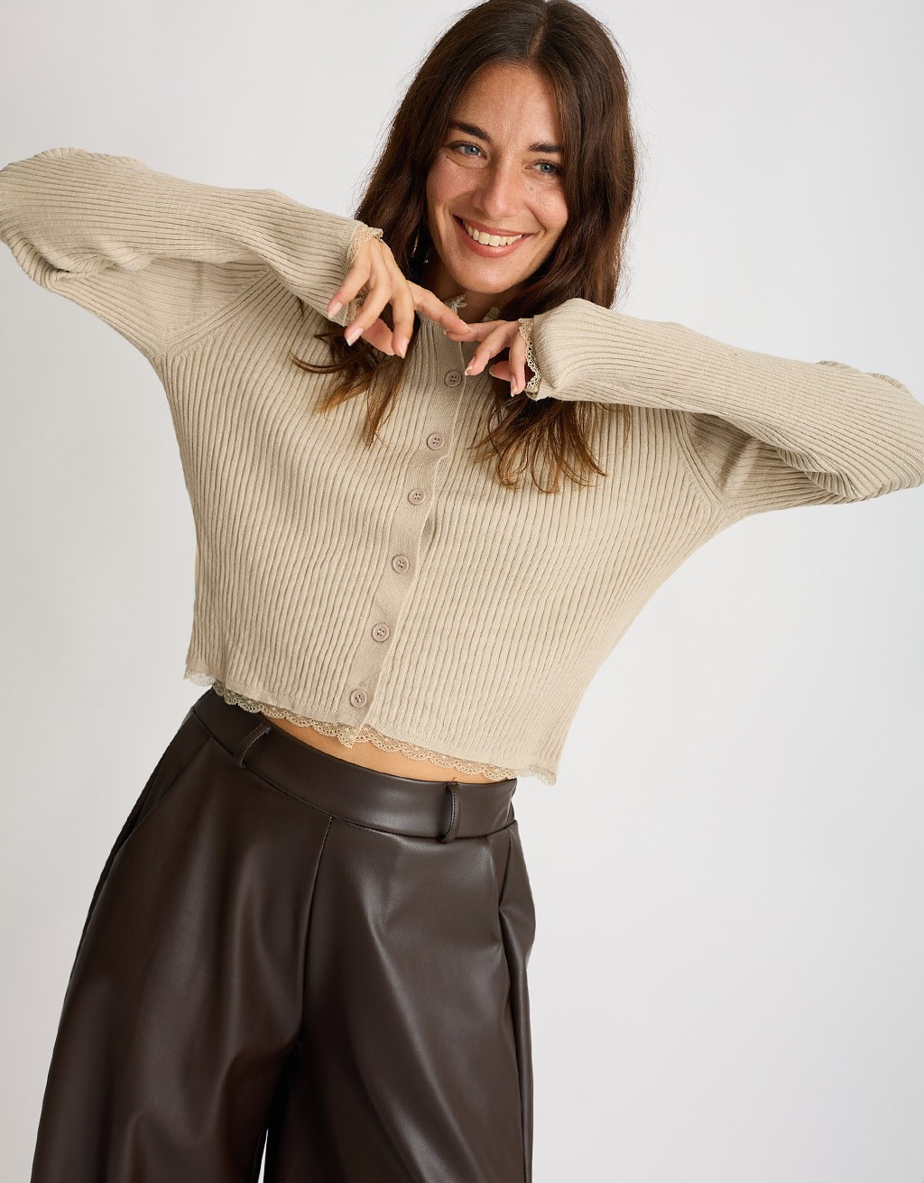 Cardigan Costine inserti Pizzo