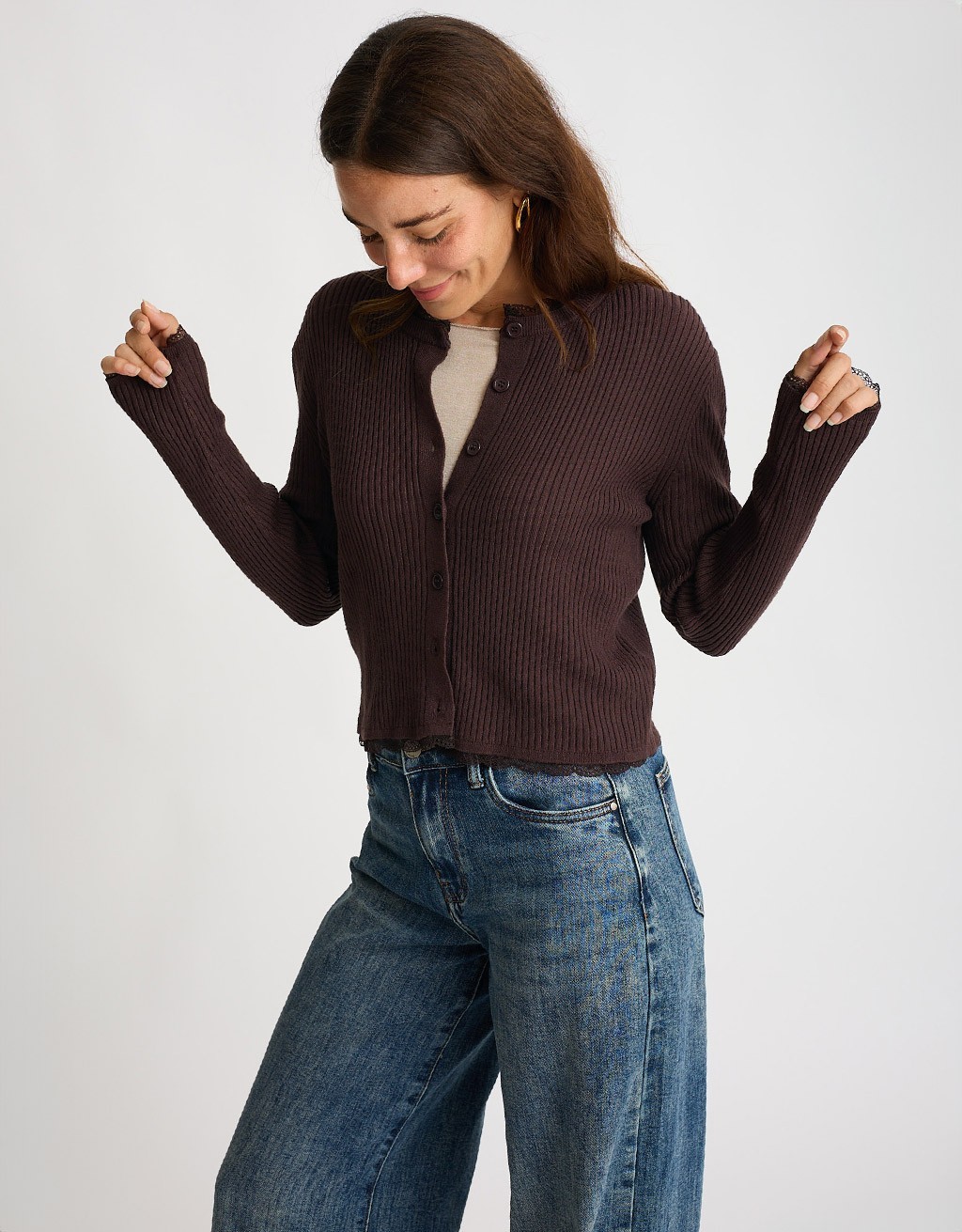 Cardigan Costine inserti Pizzo