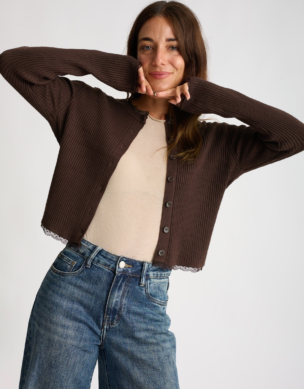 Cardigan Costine inserti Pizzo