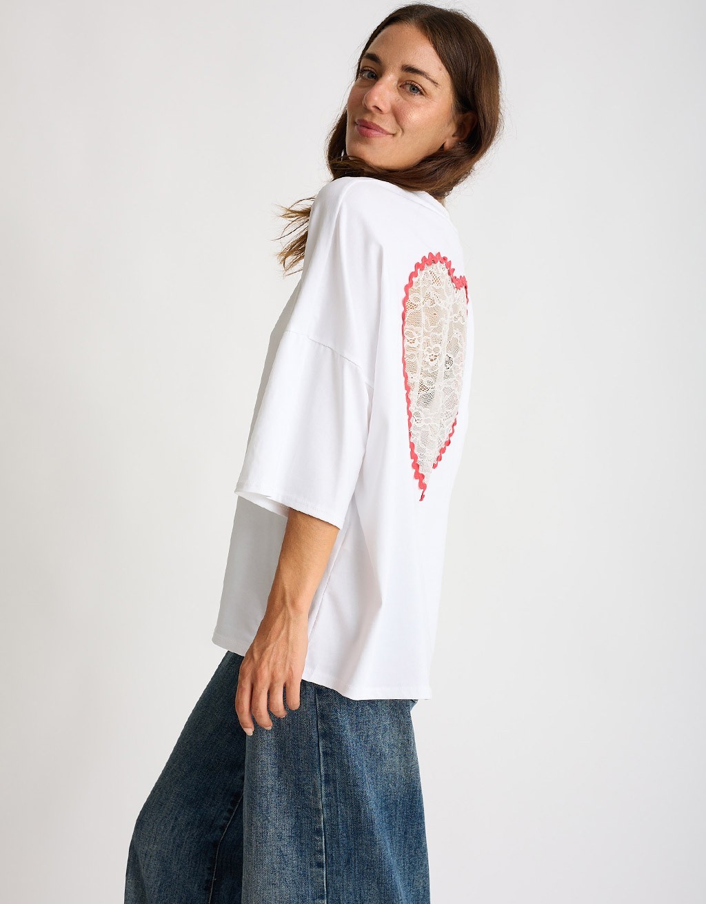 T-shirt over Inserto Cuore Pizzo
