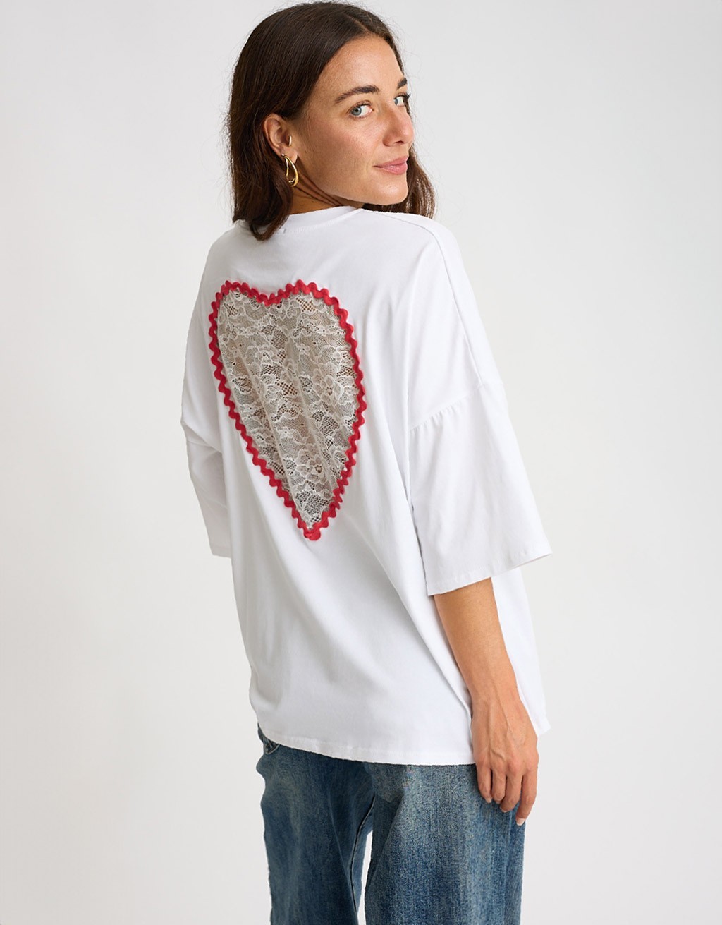 T-shirt over Inserto Cuore Pizzo