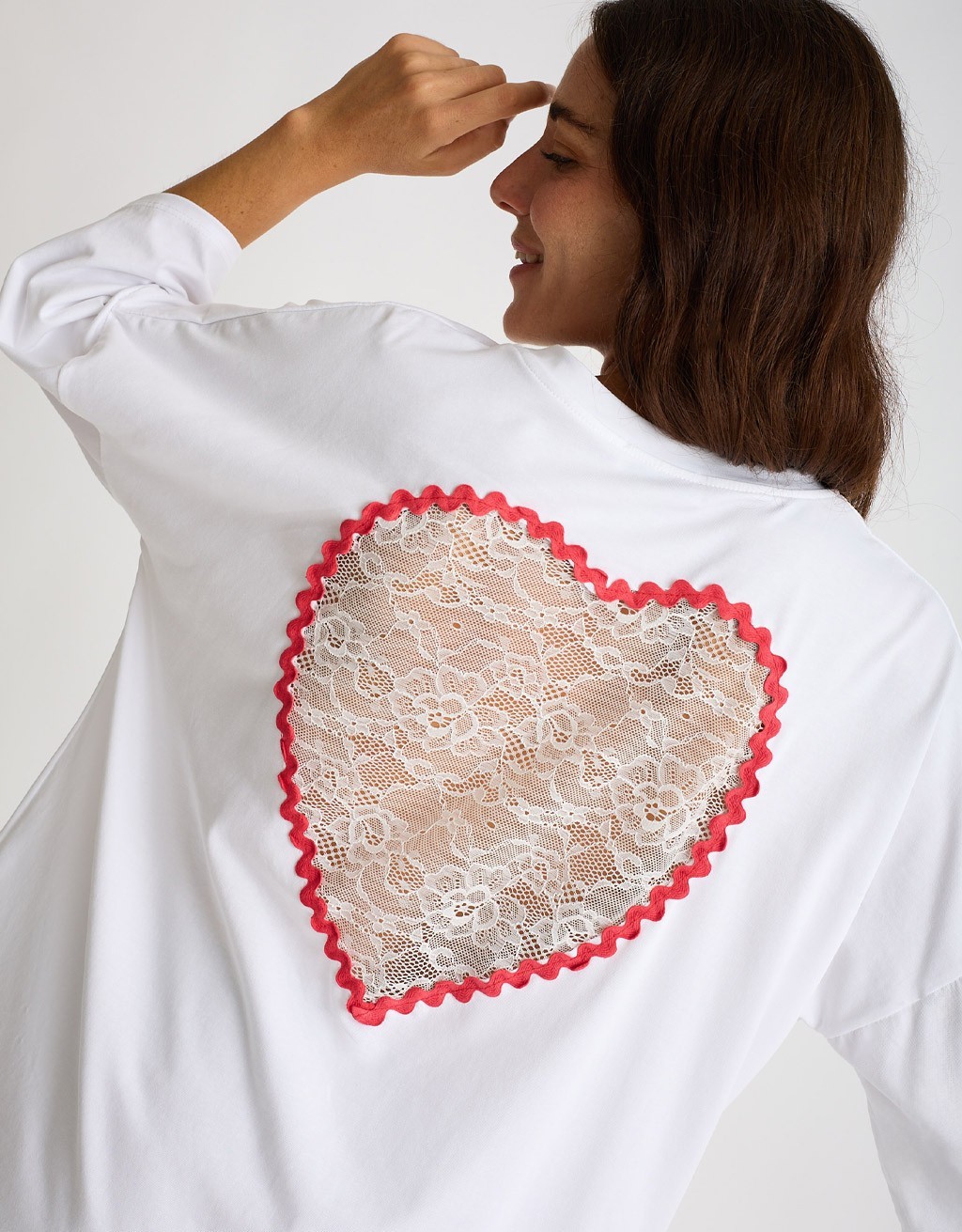 T-shirt over Inserto Cuore Pizzo