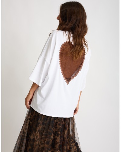 T-shirt over Inserto Cuore Pizzo