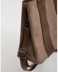 Borsa Contrasti Tessuto Effetto Scamosciata