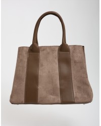 Borsa Contrasti Tessuto Effetto Scamosciata