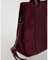 Borsa Contrasti Tessuto Effetto Scamosciata